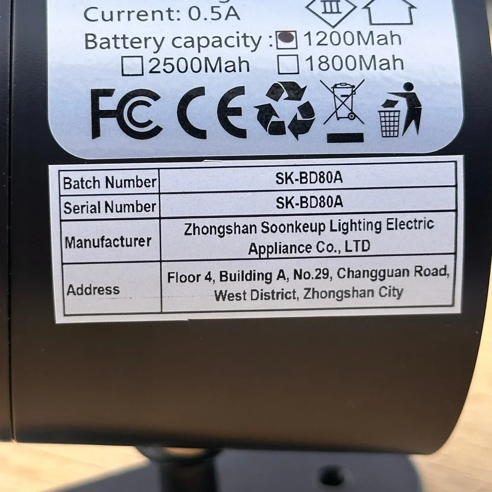 Set of 2 LED Wall Lights SK-BD80A Black 1200mAh Rechargeable Double Sided Wire